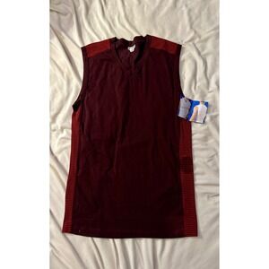 2(x)ist Muscle Tank Men's Large Burgundy New Striped V-Neck Athletic Shirt